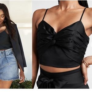 Express brand Satin Twist Front Cropped Cami Rose Gold Size L